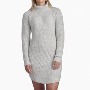 Kuhl Sienna Gray Cowlneck Waffle Knit Sweater Dress Medium